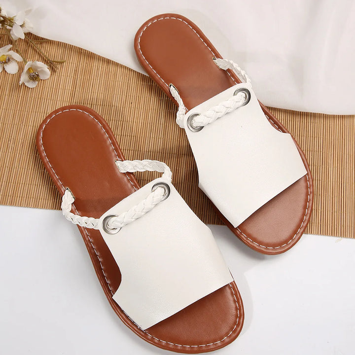 2024 New Women's Shoes Square Head Cross Flat Summer Sandals Simple Flip-flops Women Wear Slippers Beach Slippers