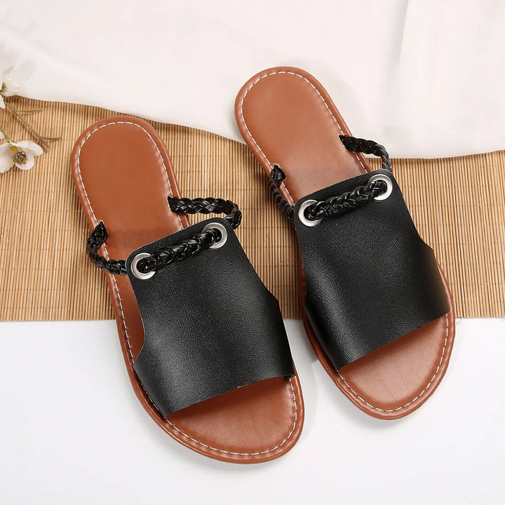 2024 New Women's Shoes Square Head Cross Flat Summer Sandals Simple Flip-flops Women Wear Slippers Beach Slippers